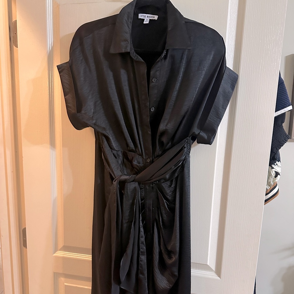 Black faux wrap dress